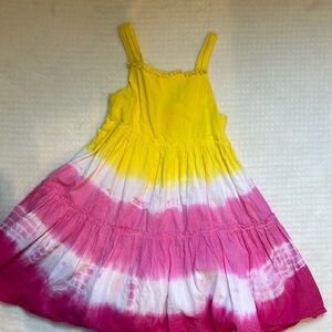 Girls Isaac Mizrahi size 7 yellow + pink tie dye summer dress